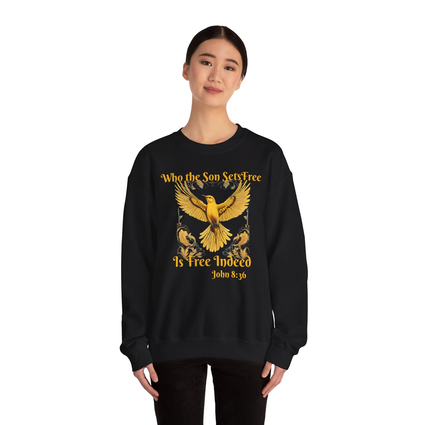 Freedom, Who the Son Sets Free, John 8:36Unisex Heavy Blend™ Crewneck Sweatshirt